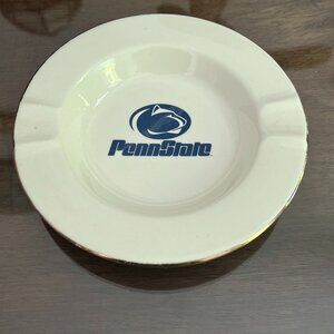 Penn State University Vintage Souvenir Ceramic Ashtray White with Gold Rim